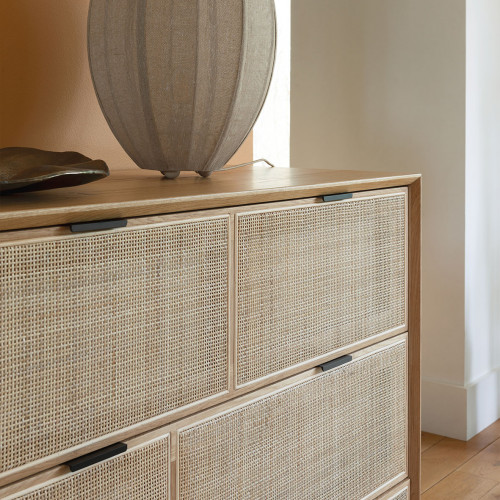 Commode AUGUSTIN en chêne clair et cannage