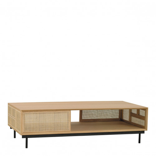 Table basse AUGUSTIN en chêne clair et cannage Table basse AUGUSTIN en chêne clair et cannage