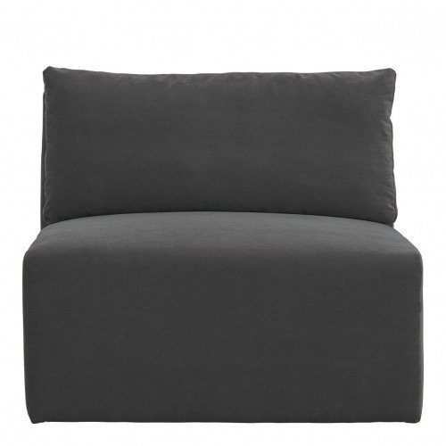 Canapé LOU en velours de coton - Gris foncé - Module central - L. 91.5 cm