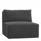 Canapé LOU en velours de coton - Gris foncé - Module central - L. 91.5 cm