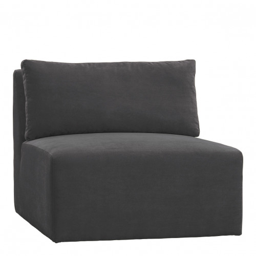 LOU sofa in cotton velvet - Dark grey - Central module - L. 91.5 cm
