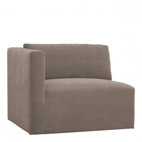 LOU Sofa in Cotton Velvet - Taupe - Left Module