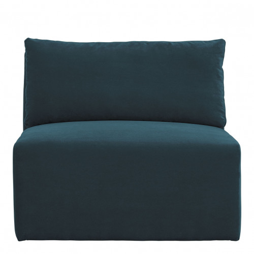 LOU Sofa in cotton velvet - Peacock blue - Central module - W. 91.5 cm