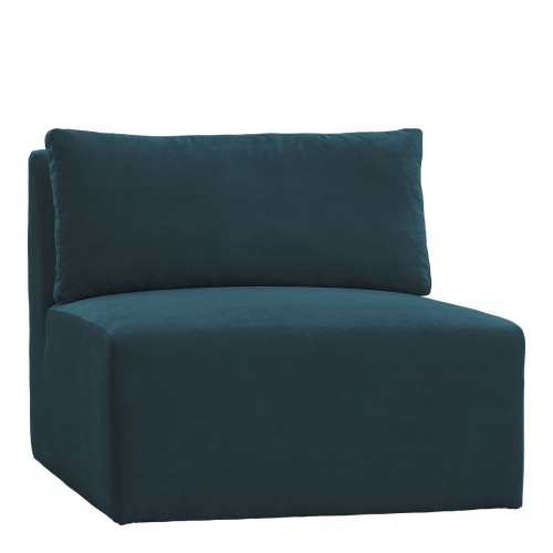 LOU Sofa in cotton velvet - Peacock blue - Central module - W. 91.5 cm