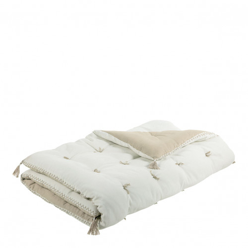 Futon MATTEO en velours de coton et lin - 180 x 80 cm - Blanc