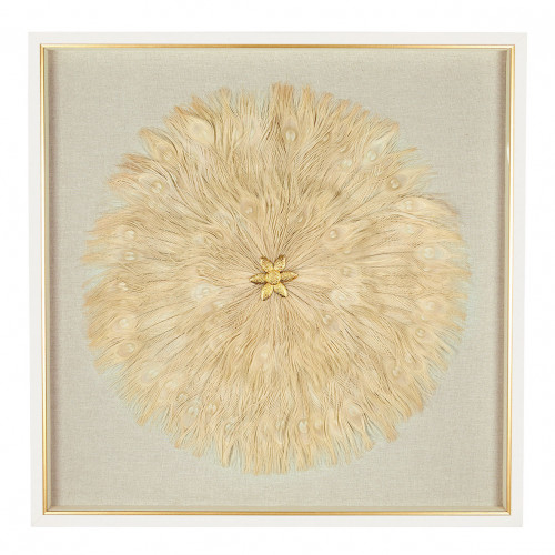 FLOWER wall decoration in feathers - Ecru