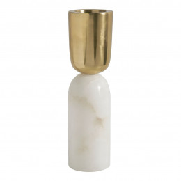 NOVA Candle holder in marble and gold metal - Large size - H. 42 cm