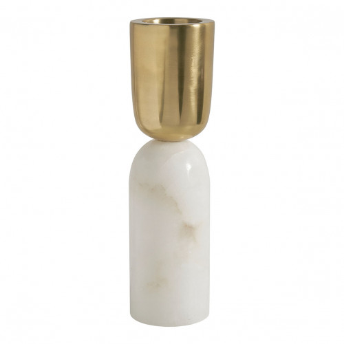 NOVA Candle holder in marble and gold metal - Large size - H. 42 cm