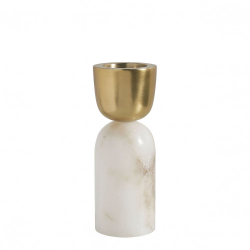 NOVA Marble and Gilded Metal Candle Holder - Small Model - H. 31 cm