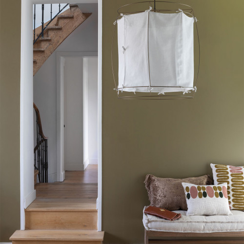 Housse de coussin GALETS en polycoton brodé - Rose et curry - 60 x 40 cm