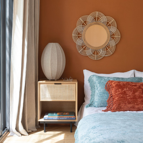 Futon PAULA en velours irisé - 180 x 80 cm - Bleu aqua