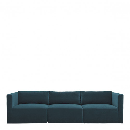 LOU Sofa in Cotton Velvet - Peacock Blue - Left Module