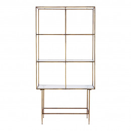 ANATOLE Bookcase in Metal with Golden Brass Finish and Glass Shelves
