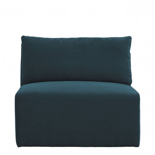 Canapé LOU en velours de coton - 3 modules - L. 297 cm - Bleu paon