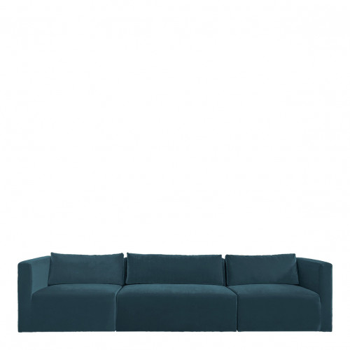 LOU Sofa in Cotton Velvet - 3 Modules - L. 336 cm - Peacock Blue