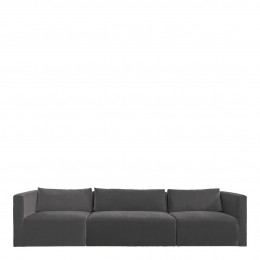 LOU Sofa in Cotton Velvet - 3 Modules - L. 336 cm - Dark Gray