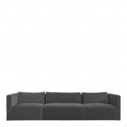 Canapé LOU en velours de coton - 3 modules - L. 336 cm - Gris foncé