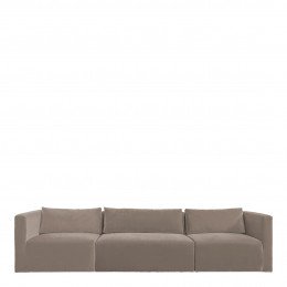 Canapé LOU en velours de coton - 3 modules - L. 336 cm - Taupe