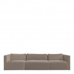 Canapé LOU en velours de coton - 3 modules - L. 336 cm - Taupe
