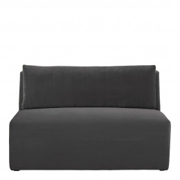 LOU Sofa in Cotton Velvet - Dark Gray - Central Module - L. 130 cm