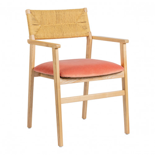 PALOMA Paper Cord and Velvet Chair - Raspberry