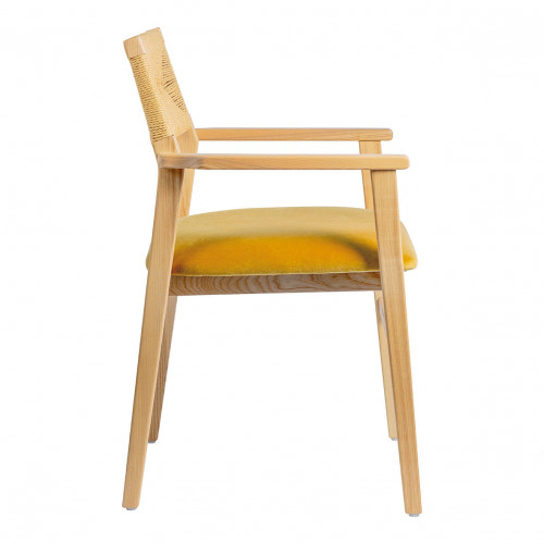 Chaise PALOMA en corde de papier et velours - Safran Chaise PALOMA en corde de papier et velours - Safran