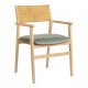 Chaise PALOMA en corde de papier et velours - Vert de gris