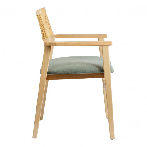 PALOMA Paper Cord and Velvet Chair - Gray-green