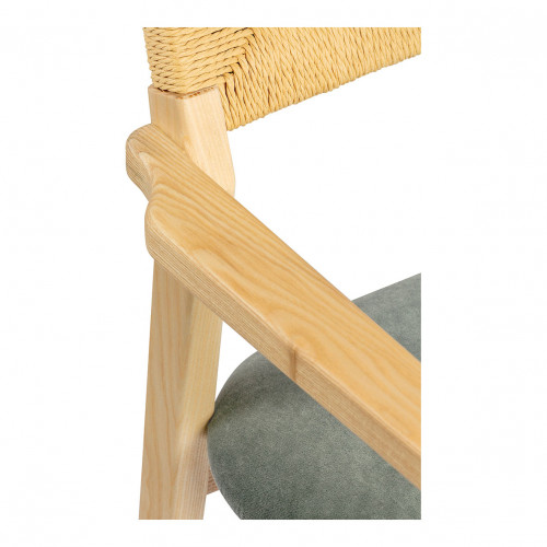 PALOMA Paper Cord and Velvet Chair - Gray-green