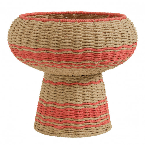 Coupe décorative HOKA en corde de papier - Naturel et corail - ø 33 cm