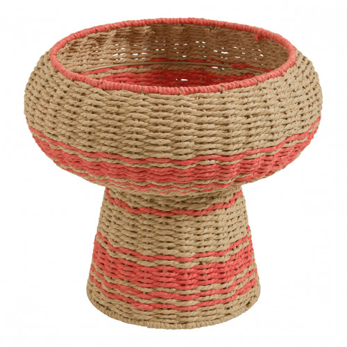 HOKA Decorative Bowl in Paper Cord - Natural and Coral - ø 33 cm