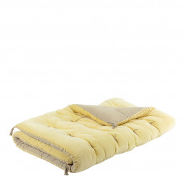 MATTÉO Futon in Cotton Velvet and Linen - 180 x 80 cm - Pastel Yellow