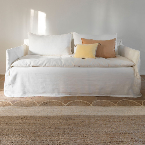 Housse de coussin CHLOÉ en lin lavé - Abricot - 60 x 40 cm