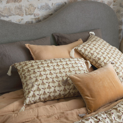 MATTÉO Cushion Cover in Cotton Velvet and Linen - Apricot - 30 x 40 cm