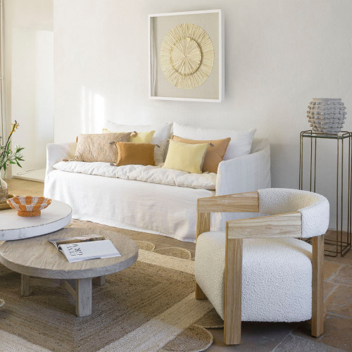 MATTÉO Cushion Cover in Cotton Velvet and Linen - Apricot - 30 x 40 cm