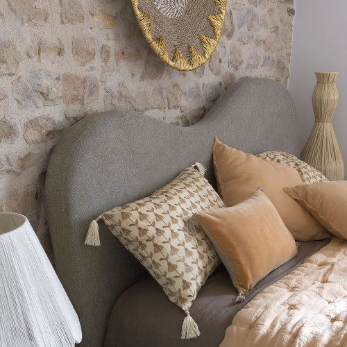 MATTÉO Cushion Cover in Cotton Velvet and Linen - Apricot - 60 x 40 cm