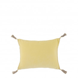 MATTÉO Cotton Velvet and Linen Cushion Cover - Pastel Yellow - 30 x 40 cm