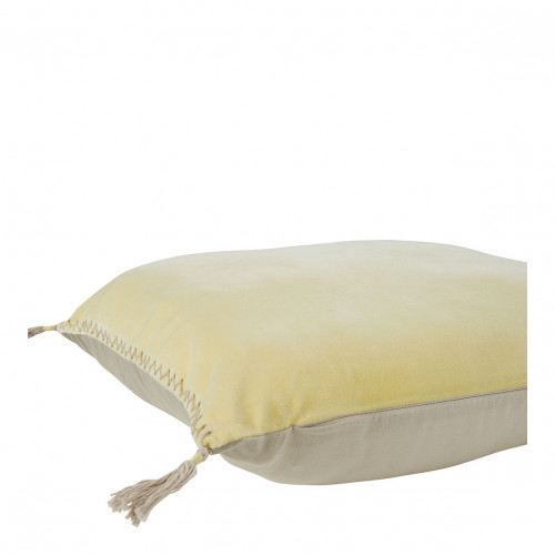 Housse de coussin MATTÉO en velours de coton et lin - Jaune pastel - 50 x 50 cm