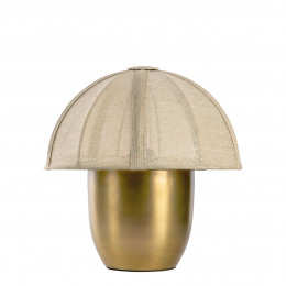 Lampe HÉLOÏSE en métal doré - Abat-jour en tissu crème - Petit modèle - ø 32 x 32 cm