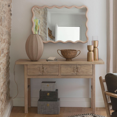 LUMIA Mirror in whitewashed wood - H. 100 cm