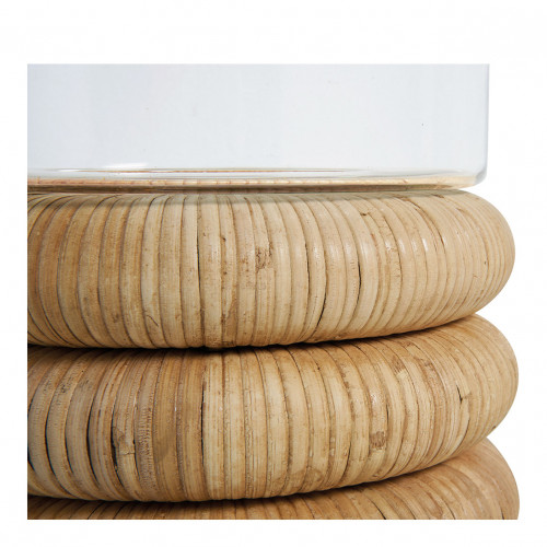 Photophore BOLINE en verre et rotin - Grand modèle - ø 20 x 33 cm