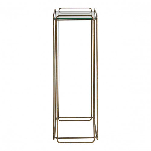 ANATOLE plant stand in metal with golden brass finish and glass top - Large model - H. 90 cm
