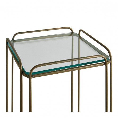 ANATOLE pedestal in metal with golden brass finish and glass top - Small model - H. 70 cm