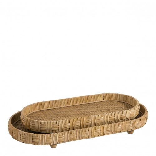 Set of 2 ÉLYA trays in rattan
