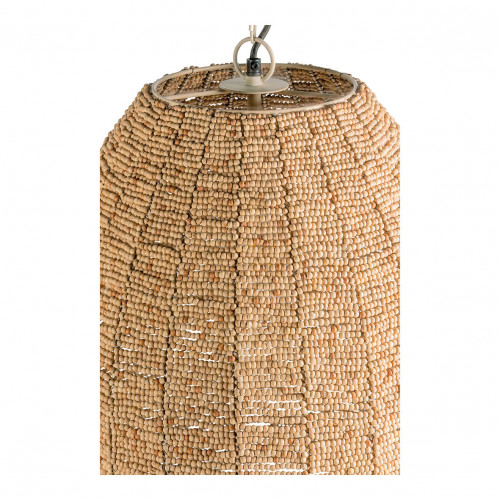 GAYA pendant light with wood beads - Natural and gold - ø 47 cm