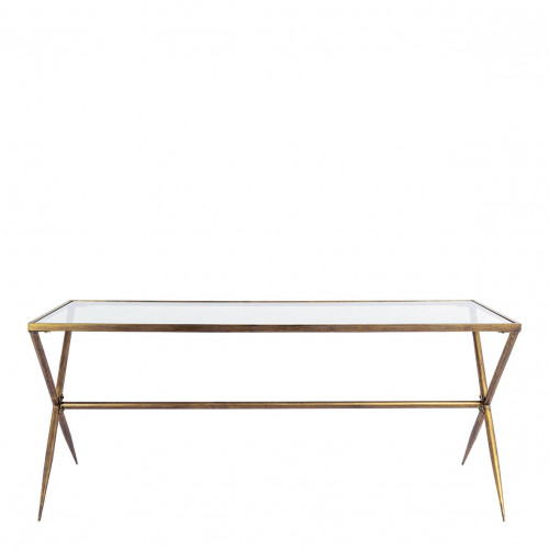 ANATOLE Table in Metal Golden Brass Finish and Glass Top - 185 x 80 x 77.5 cm