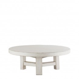 Table basse BAO en orme recyclé - Petit modèle - ø 80 cm - Blanc
