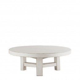 Table basse BAO en orme recyclé - Petit modèle - ø 80 cm - Blanc