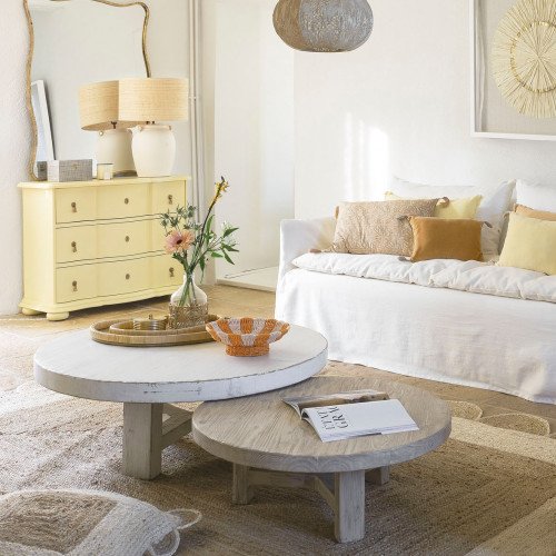 Table basse BAO orme recyclé - Grand modèle - ø 105 cm - Blanc