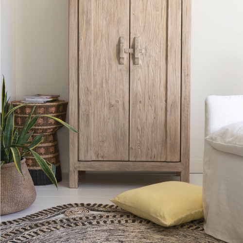 KISHI rug in jute - White and black - 200 x 200 cm